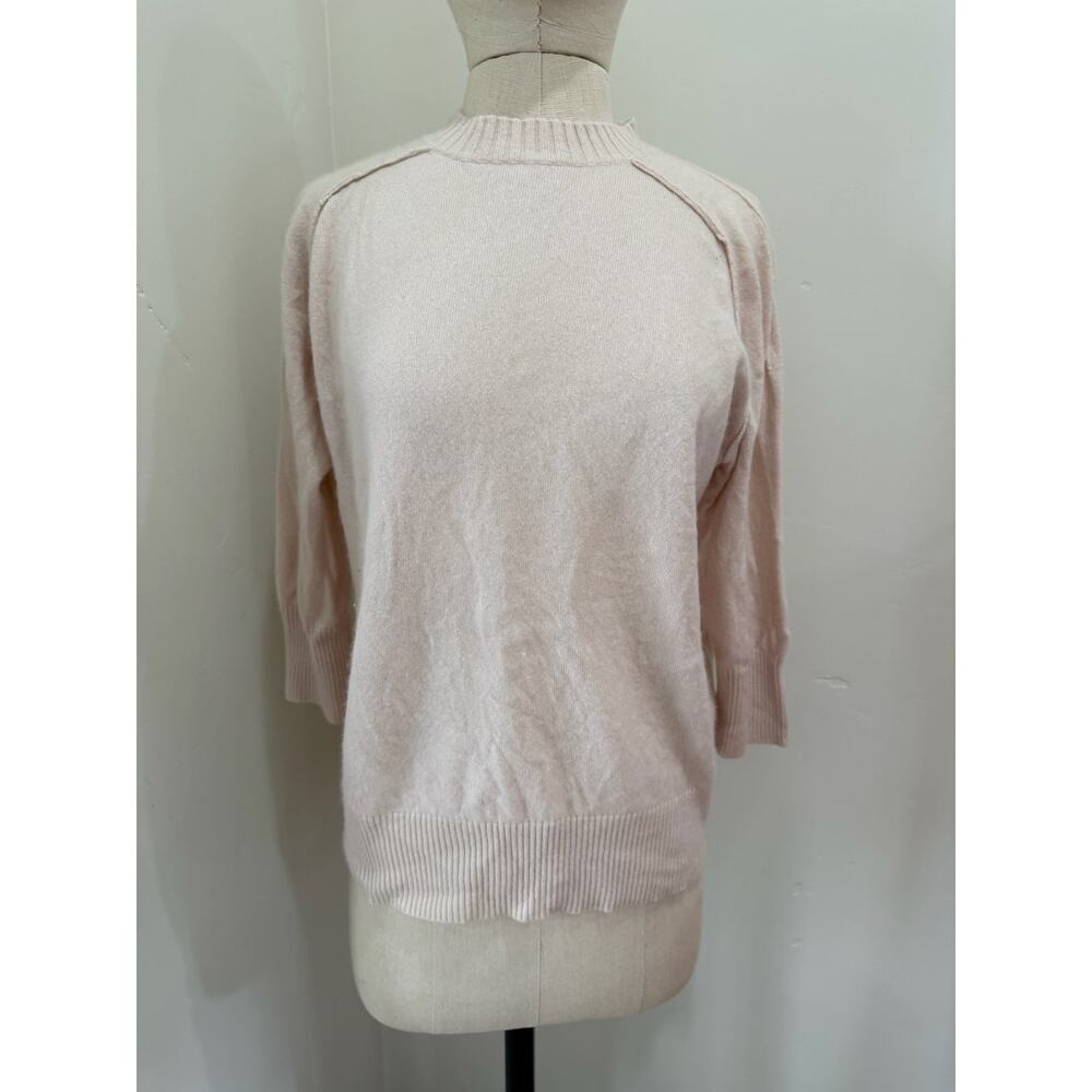 Allude Women's XS Cashmere Sweater pink Crewneck 3/4 sleeve Jumper Knit